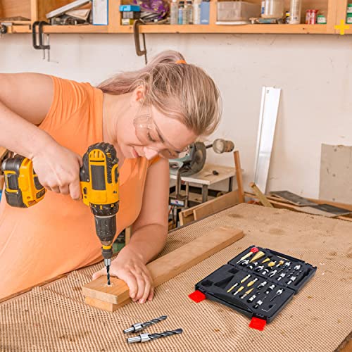 LAMPTOP 26-Pack Woodworking Chamfer Drilling Tools Including Countersink Drill Bits, 3-Pointed Countersink Drill Bit with L-Wrench, Wood Plug Cutter, LAMPTOP