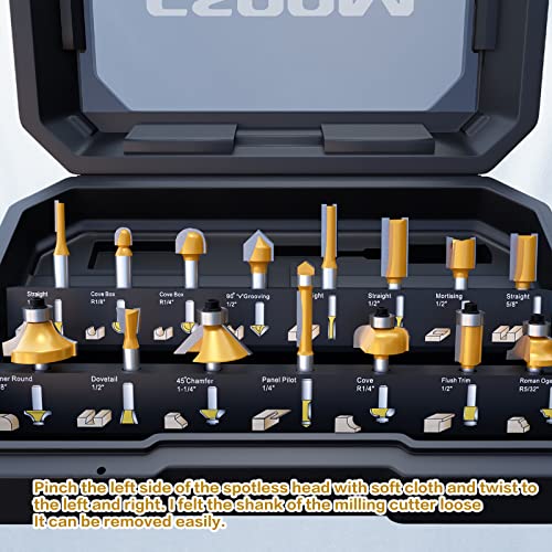 CSOOM Upgrade 15 Pieces Router Bits ,Tungsten Carbide Router Bit Set, 1/4 inch Shank,High Durability Woodworking on Wood of - WoodArtSupply