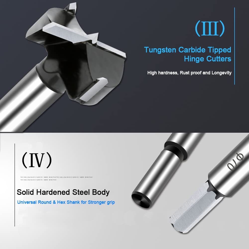 NICAVKIT 3-1/8 Inch Carbide Forstner Drill Bit, Carbide Tipped Forstner Bit for Hard Wood, Wood Drilling Bit Woodworking Hinge Cutter Tool Kits for NICAVKIT