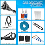 THKFISH Fishing Rod Repair Kit with Carbon Fiber Sticks Rod Tips Repair kit Rod Eyelet Replacement kit Pole Repair Kit Complete for Rod Building THKFISH