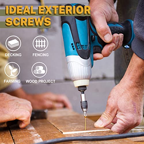 LIONMAX Wood Screws Assortment Kits 4Size 420PCS, Deck Screws 1-1/4", 1-1/2", 2", 2-1/2", Star Drive Screws with Coarse Thread, Tan Coated for LIONMAX