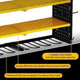 KAFAHOM Power Tool Organizer,Large 8 Drill Holder Wall Mount with 2 Side Pegboards,Metal Tool Shelf with 12 Hooks,Storage Rack for Garage KAFAHOM