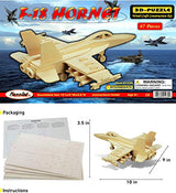 Puzzled 3D Puzzle F-18 Hornet Aircraft Jet Wood Craft Construction Kit Fun & Educational DIY Wooden Toy Assemble Model Unfinished Craft Hobby Puzzled