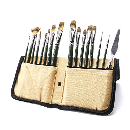 Mont Marte Signature Brush Set with Wallet, 17 Piece, Suitable for Oil, Acrylic, Watercolor and Gouache Paint, Easel Wallet Included MONT MARTE