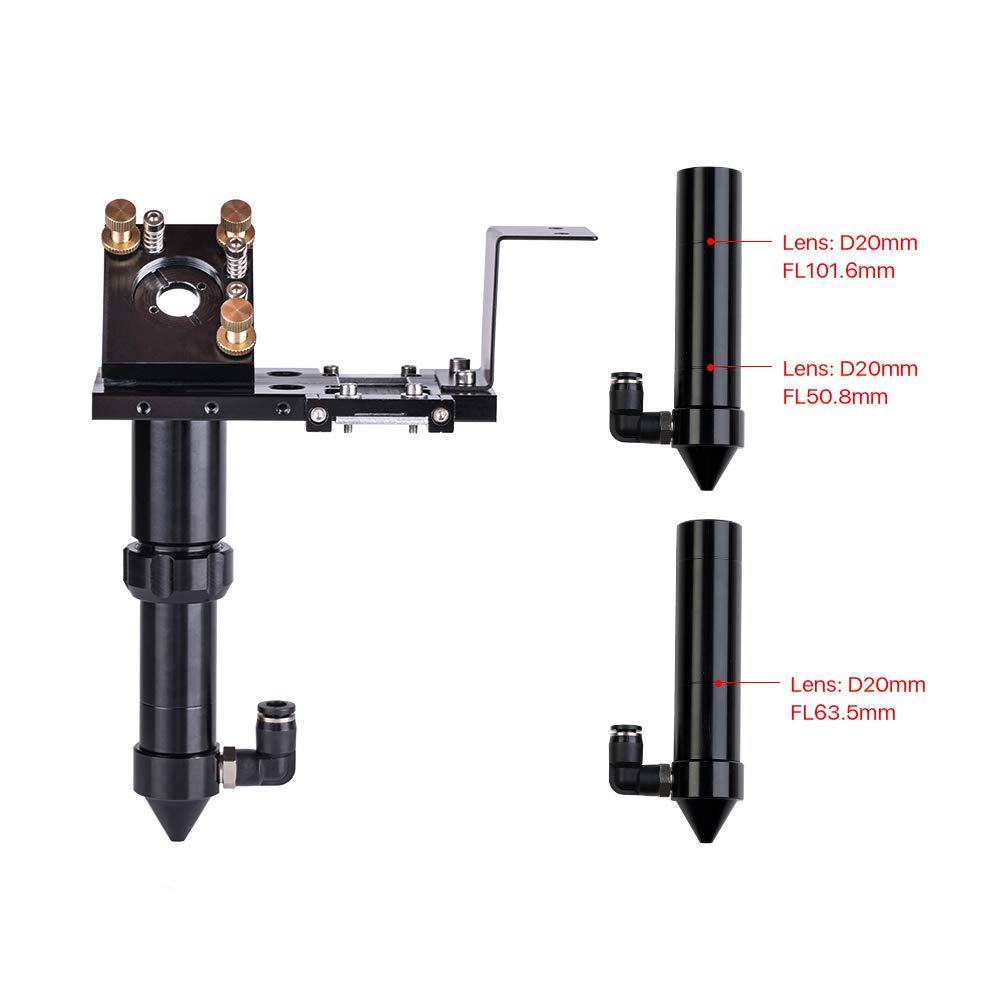 Cloudray C Series CO2 Laser Head Set for Focusing Lens D18 FL38.1& D20 FL50.8/63.5/101.6mm Mirror 25mm for Laser Engraving Cutting Machine Cloudray