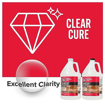 J-B Weld Tabletop Epoxy, 24 Hour Cure, Cleartop, 2 Gallon Kit - WoodArtSupply