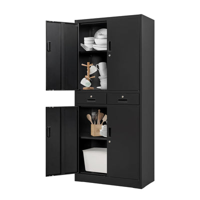 BESFUR Pantry Metal Storage Cabinet with 2 Drawers and Adjustable Shelves, Locking Storage Cabinet for Office, Garage, Home, School, Utility