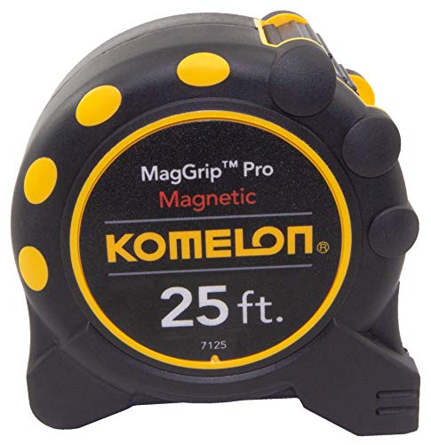 Komelon 7125 Monster Maggrip 25-Foot Measuring Tape with Magnetic End, Yellow, 25ft- Blade Komelon