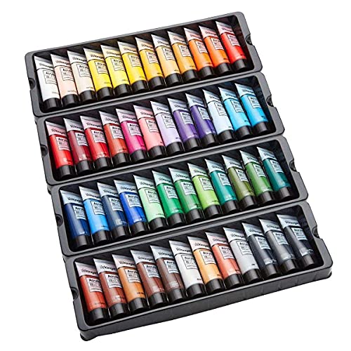 KINGART 500-48 PRO Artist Quality 48 Pc. Acrylic Paint Set, 22ml (0.74oz) Tubes, Set of 48 Unique, Highly Pigmented Colors KINGART