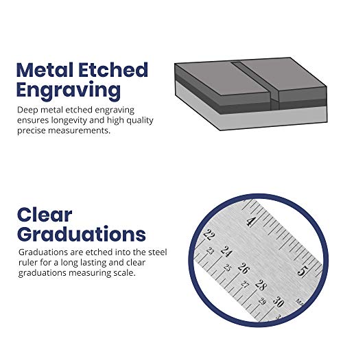 Pacific Arc Stainless Steel Ruler with Inch and Pica Measurements, 6 Inches Cork Backed Pacific Arc