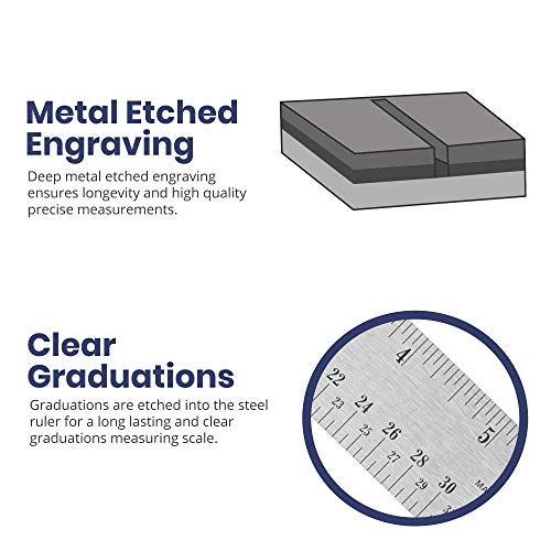 Pacific Arc Stainless Steel Ruler with Inch and Pica Measurements, 6 Inches Cork Backed - WoodArtSupply
