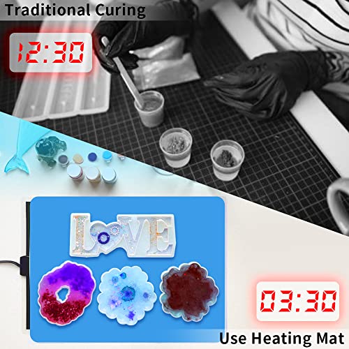 Resin Heating Mat - Quick Dry Resin Curing Machine with Timer Funtion and Thermal Insulation Cover, Silicone Heating Mat for Resin Curing for Epoxy Tshiwort