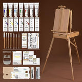 MEEDEN Oil Painting Set with French Easel,Oil Paint Set with Easel,7x100ml/3.38oz Oil Paint,Oil Paintbrushes,Canvas & Oil Painting Supplies for MEEDEN