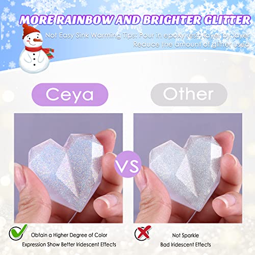 Ceya Ultra Fine Glitter Powder, 3.5oz/ 100g Iridescent White Craft Glitter Powder 1/128” 0.008” 0.2mm Nail Glitter for Epoxy Resin DIY Craft Tumblers ceya