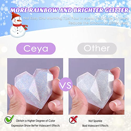 Ceya Ultra Fine Glitter Powder, 3.5oz/ 100g Iridescent White Craft Glitter Powder 1/128” 0.008” 0.2mm Nail Glitter for Epoxy Resin DIY Craft Tumblers ceya