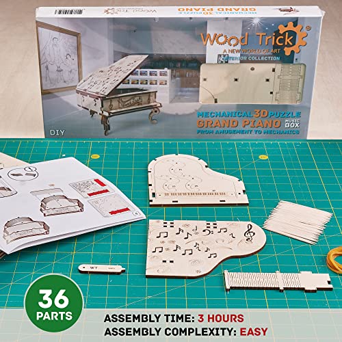 Wood Trick Toy Piano Music Box Moonlight Sonata, Wooden Musical Piano Toy Mini - 3D Wooden Puzzle, Assembly Toys, Brain Teaser for Adults and Kids Wood Trick
