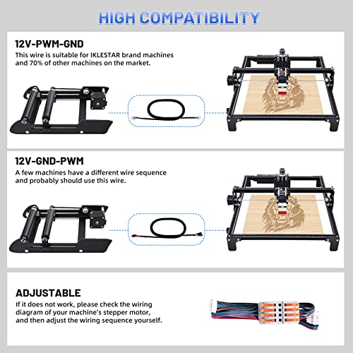 Laser Rotary Roller, Laser Engraver Y-axis Laser Rotary Attachment for 360° Engraving Cylindrical Object, Roller Sliding Adjustment, Compatible with