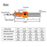 ASNOMY 10Pcs Wood Countersink Drill Bit Set, 5Pcs Countersink Drill Bit with 5Pcs Extra Pilot Drill bit, Tapered Drill Bits with 5/16" Round Shank, ASNOMY