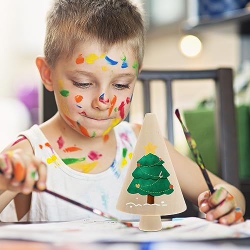 Abaodam 10pcs Mini Wooden Christmas Tree DIY Unfinished Wood Trees Blank Wooden Peg Dolls Unpainted Miniature Trees Statues for Arts Crafts Graffiti Abaodam