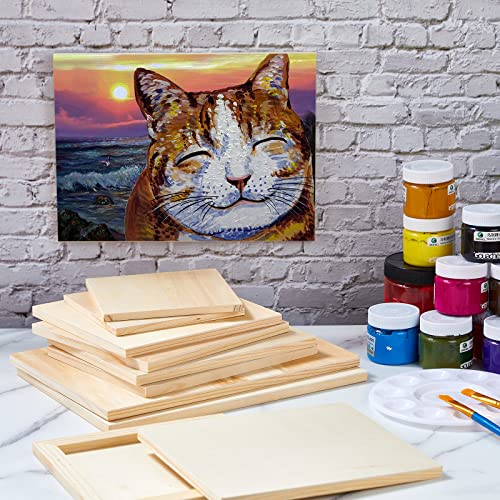 30 Pcs 5 Sizes Wood Canvas Boards Unfinished Wooden Panel Boards Wood Paint Pouring Panels for Painting Drawing Home Decor Blank Wooden Art Panels