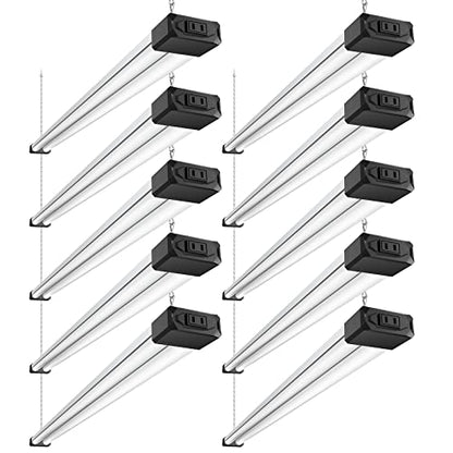 BBOUNDER 10 Pack Linkable LED Shop Light with Reflector, Super Bright 6500K Cool Daylight, 4400 LM, 4 FT, 48 Inch Integrated Fixture for Garage, 40W - WoodArtSupply