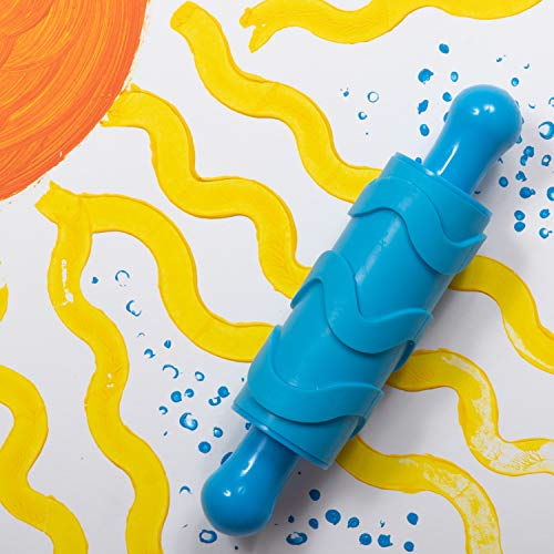 READY 2 LEARN Paint and Clay Texture Rollers - Set of 4 - Textured Dough Rolling Pins for Kids - Open-Ended Patterns for Crafts and Decoration READY 2 LEARN