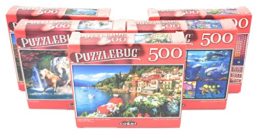 500 Piece Puzzle Variety Pack of 5 Different Puzzles - Colorful, Fun Puzzle Designs - Perfect for Kids of All Ages - Puzzlebug, Artbox, CRA-Z-Art Puzzlebug