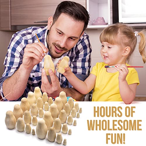 AEVVV Unfinished Nesting Dolls Lot of 20 Sets by 4 pcs - DIY Gift - Russian Nesting Dolls Blank - Unpainted Dolls - Craft Traditional Matryoshka Doll AEVVV