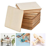 WLIANG 50 Pcs Unfinished Wood Pieces, Natural Blank 4 X 4 Inch Wood Squares, Wooden Square Cutouts Tiles for DIY Crafts Painting, Coasters Engraving, WLIANG