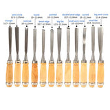 Wood Chisel Tool Set, 12pcs Woodworking Chisels Wood Carving Tools Trimming Down Wood Woodworking Lathe Gouges Tools with Roll-Up Carrying Case for Zerone