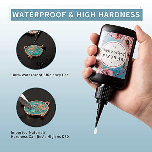 UV Resin Kit with Light-100g UV Resin with UV Flashlight,Crystal Clear Resin Glue for DIY Jewellery Making,UV Resin Kit for DIY Beginners FitUnit