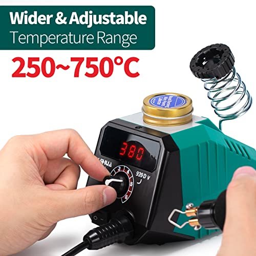 YIHUA 939D-V Wood Burning Kit with Digital Display with 20 Wire Nibs, Detachable Wood Burning Pen, 2 Wood Pieces, Tweezers Used as Wood Burning Tool YIHUA