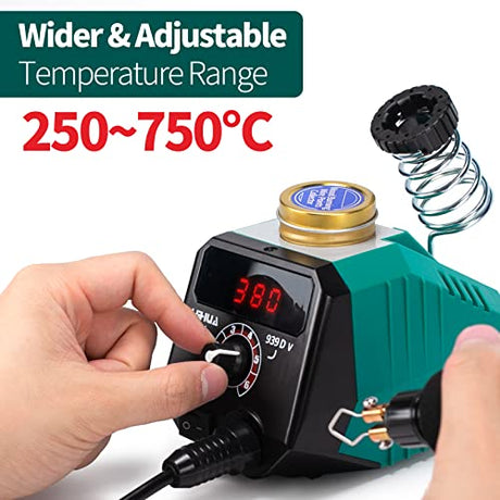 YIHUA 939D-V Wood Burning Kit with Digital Display with 20 Wire Nibs, Detachable Wood Burning Pen, 2 Wood Pieces, Tweezers Used as Wood Burning Tool YIHUA