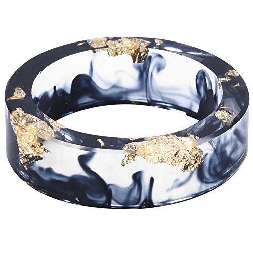 8mm Ocean Style Transparent Plastic Resin Wedding Band Cocktail Party Ring (Black, 8) - WoodArtSupply