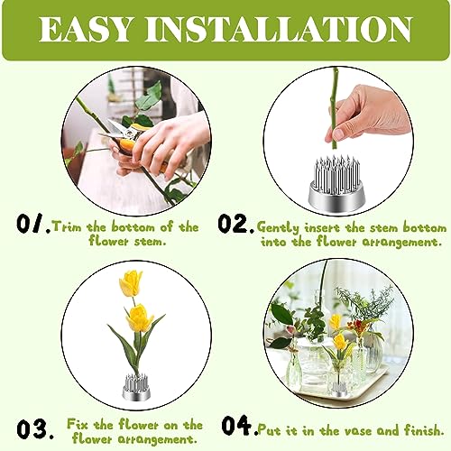 WUWEOT 12 Pack Kenzan Ikebana Flower Frogs, 0.9 Inch Flower Spiky Frog Japanese Pin Frog, Sliver Floral Fixed Tools, Metal Flower Arrangement Holder WUWEOT