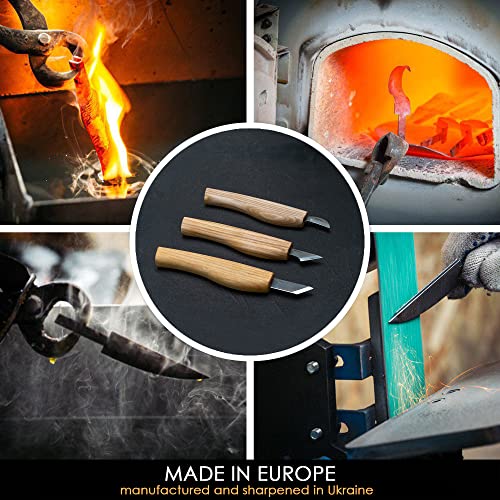 BeaverCraft Wood Carving Knife Kit for Beginners S55 Chip Carving Knives Woodworking Wood Carving Tools Set Carve Widdling Knife Kit Detail Whittling BeaverCraft