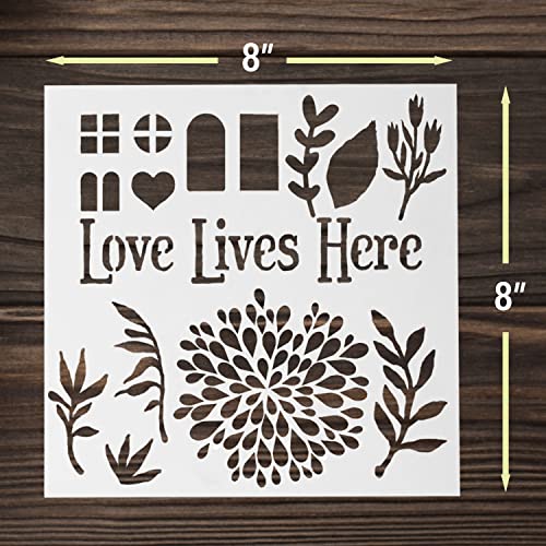 DIY Wood Table Top House Painting Kit w/ Stencil for Flowers & More - DIY House Kit for Adults & Kids - Unfinished Wood Crafts w/ Acrylic Paint - Pain