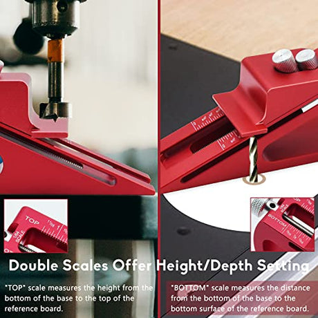 Adjustable Setup Block Height Gauge, Kingson Aluminum Precision Woodworking Tools for Router and Table Saw Accessories, 1/64" up to 1-1/16" Range, Kingson