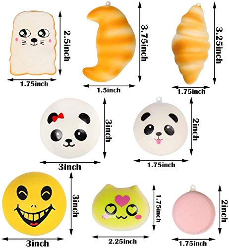 WATINC Random 70Pcs Squeeze Toys, Birthday Gifts for Kids Party Favors, Slow Rising Simulation Bread Squeeze Stress Relief Toys Goodie Bags Egg WATINC