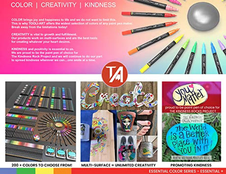 TOOLI-ART Acrylic Paint Pens Assorted Vibrant Markers for Rock Painting, Canvas, Glass, Mugs, Wood, Fabric, Metal, Ceramics. Non Toxic, Quick Dry, TOOLI-ART