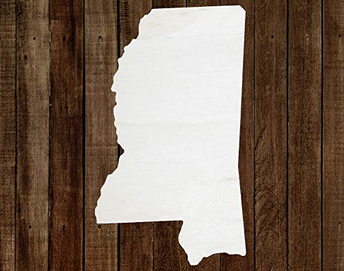 8" State of Mississippi Unfinished Wood Cutout Cut Out Shapes Crafts Ready to Paint - WoodArtSupply