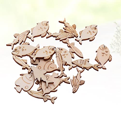 Wedding Decor 20pcs Wood Pieces Sea Animals Wood DIY Crafts Cutouts Wooden Ocean Animals Slices Embellishments for Art Crafts Fish Sewroro