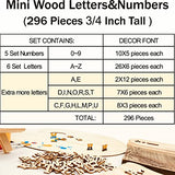 296 Pieces 0.75" Inch Mini Unfinished Wood Alphabet Letters and Wooden Numbers Blank Letters for Homemade Arts DIY Project Cregugua