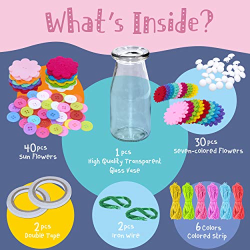 Flower Craft Kit for Kids,Make Your Own Flower Bouquet with Buttons,DIY Activity Gift for Boys & Girls Age 4 5 6 7 8 9 10 Year Old(2 Bouquets and 1 SpriteGru