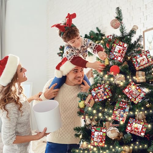 24 Packs Christmas Photo Frame Xmas Craft DIY Picture Frame Ornaments with Stickers Christmas Photo Frame Cards Game DIY Xmas Gift Winter Decorations Capoda