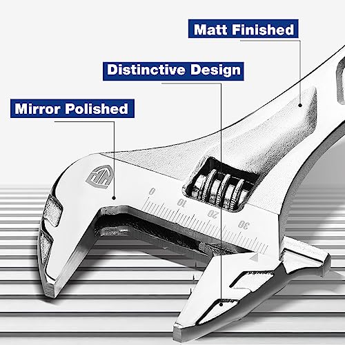 WORKPRO 10" Adjustable Wrench, Heavy Duty Spanner with Inch/Metric Scale, Premium Cr-V Steel, Chrome Plated - WoodArtSupply