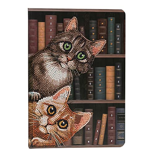 Crystal Art Diamond Painting Notebook - Cats in The Library - Create a Sparkling Notebook Cover Using Crystals - for Ages 8 and up - WoodArtSupply