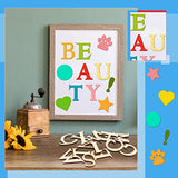 492 Pieces 1 Inch Wooden Alphabet Letters Unfinished Wood Numbers Small Wooden Craft Letters Blank Wood Heart Star Paw for Home Decor Spelling Vicenpal