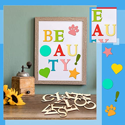 492 Pieces 1 Inch Wooden Alphabet Letters Unfinished Wood Numbers Small Wooden Craft Letters Blank Wood Heart Star Paw for Home Decor Spelling - WoodArtSupply