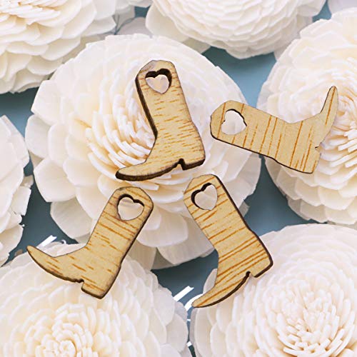 Supvox 50pcs Wooden Cowboy Boots Craft Miniature Wood Cutouts for DIY Crafts Embellishments Wedding Party Decoration - WoodArtSupply